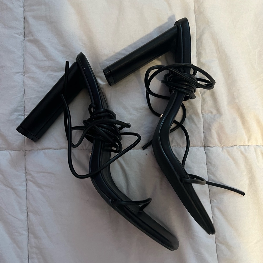 Lace up tie heels